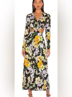 AFRM Assi Dress Floral Long Sleeve Cutout Maxi Dress